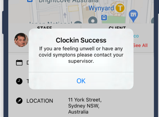 ShiftCare App Update - COVID message prompt for support workers