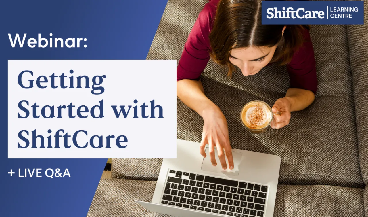 ShiftCare webinar ‘Getting Started’ viewed on laptop during coffee break.
