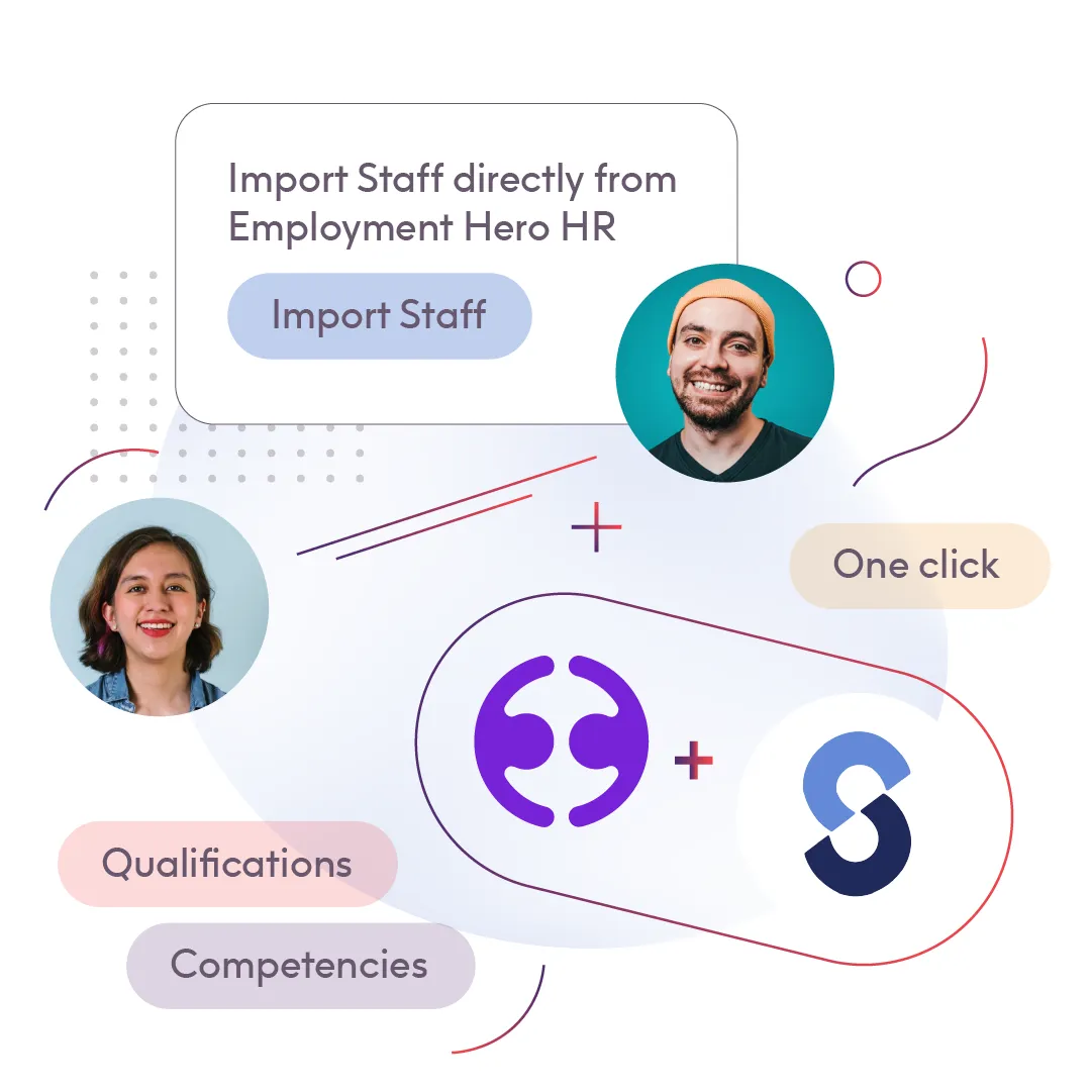ShiftCare integration for importing staff directly from Employment Hero HR with qualifications data.