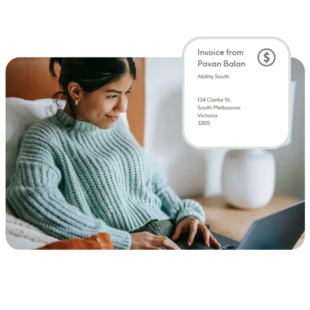 Caregiver managing NDIS invoicing and billing for disability support services using ShiftCare.