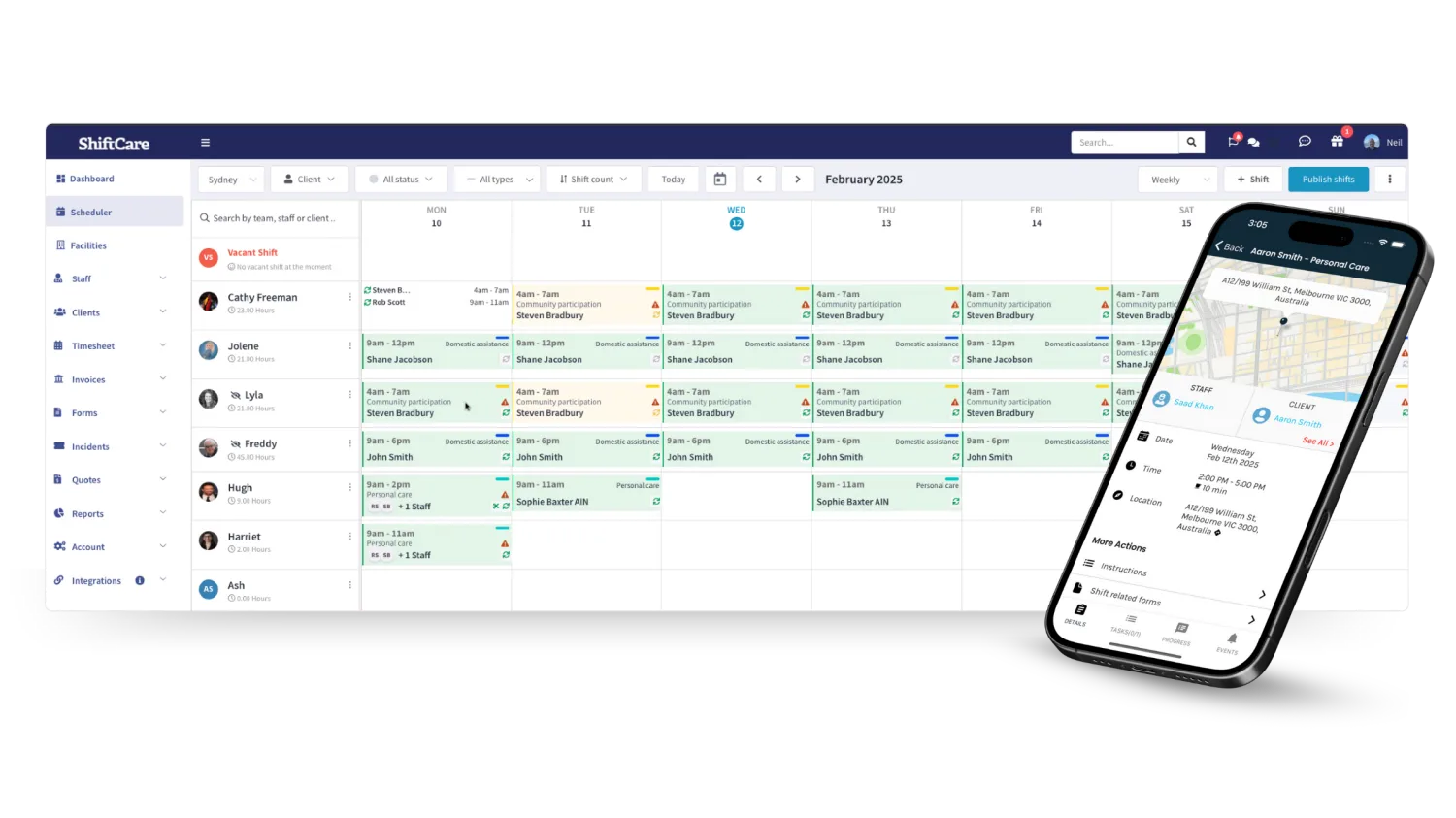 Digital rostering software by ShiftCare