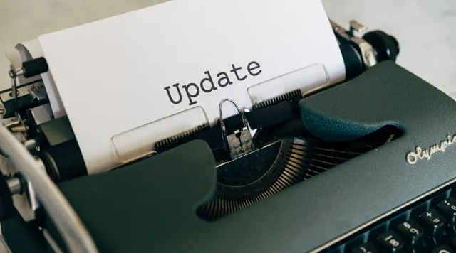 NDIS update notice concept with vintage typewriter, ShiftCare.