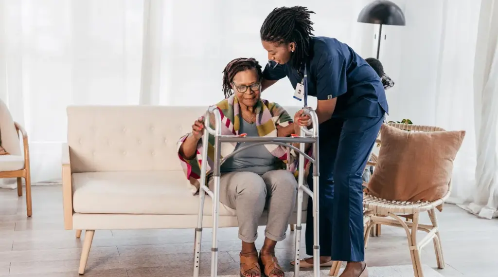 ShiftCare platform supporting mobility and rehab sessions for seniors.