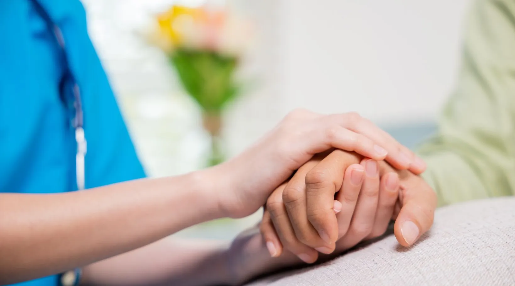 ShiftCare carer showing empathy and support in home environment.