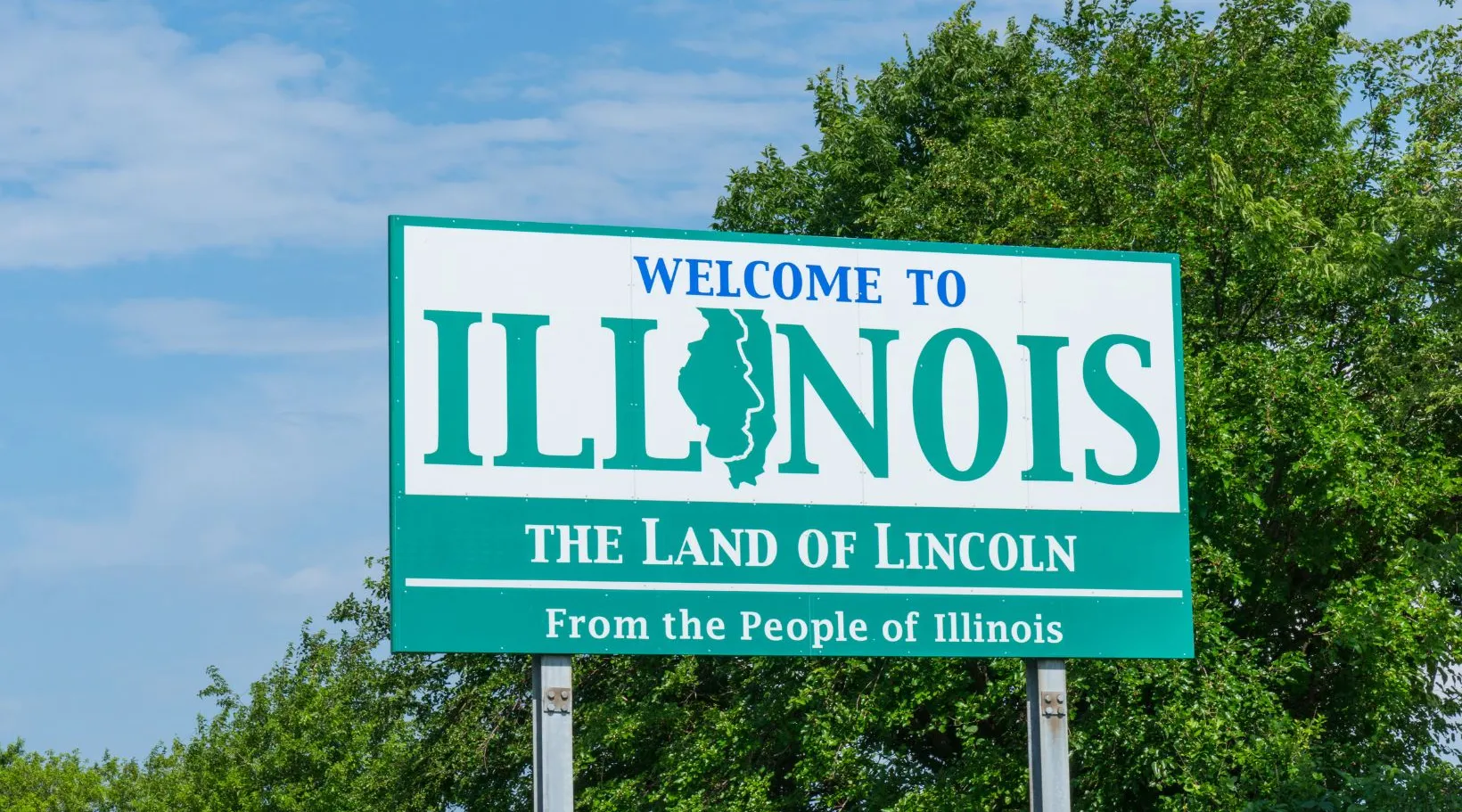 State border sign reading Welcome to Illinois, ShiftCare.