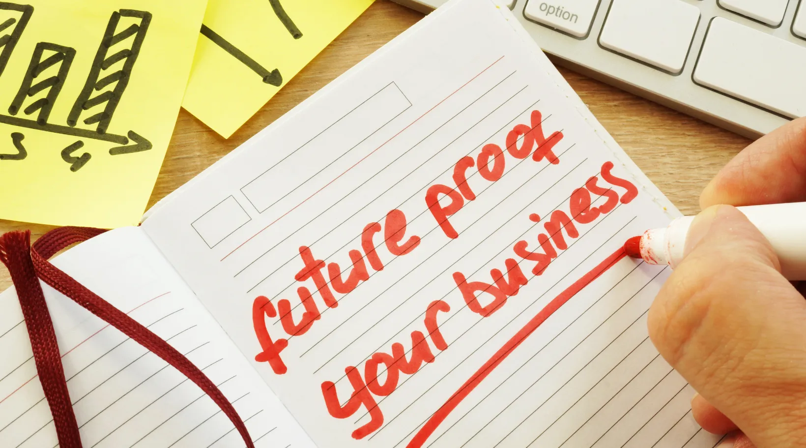 Notebook with ‘Future proof your business’ text symbolizing planning with ShiftCare