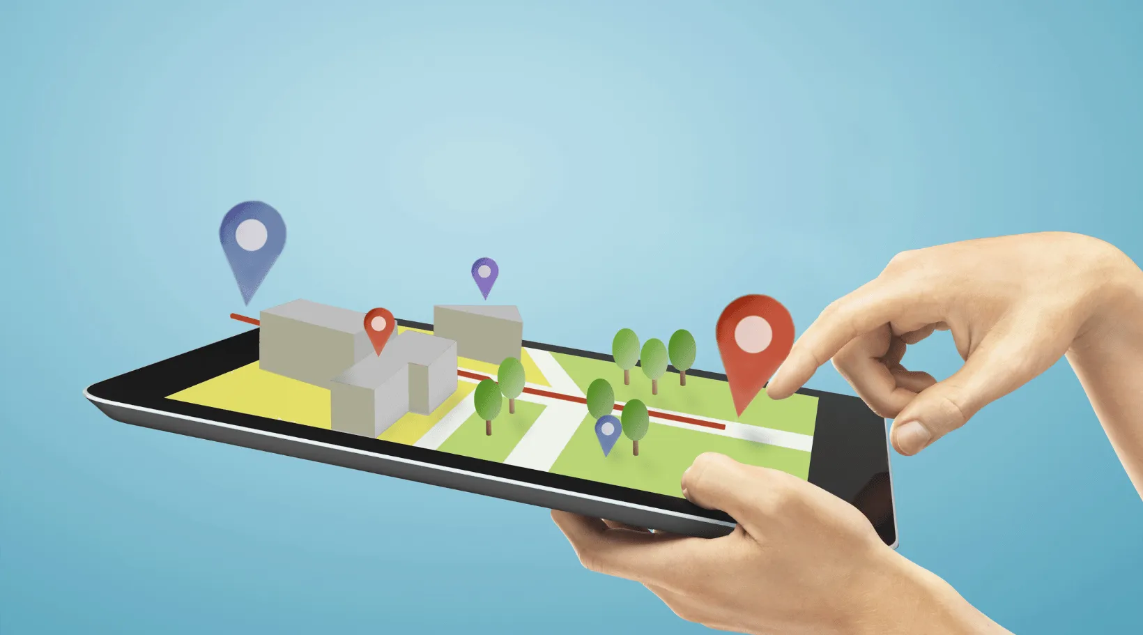 Tablet showing caregiver route and home-visit mapping, ShiftCare.