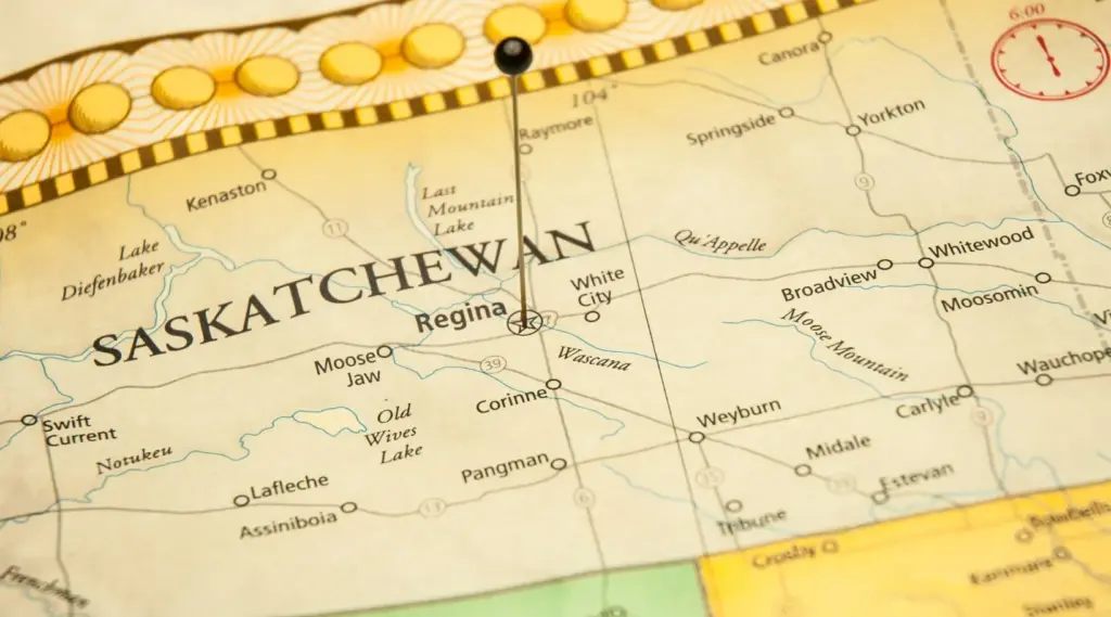 Saskatchewan province map showing key locations and borders, ShiftCare.
