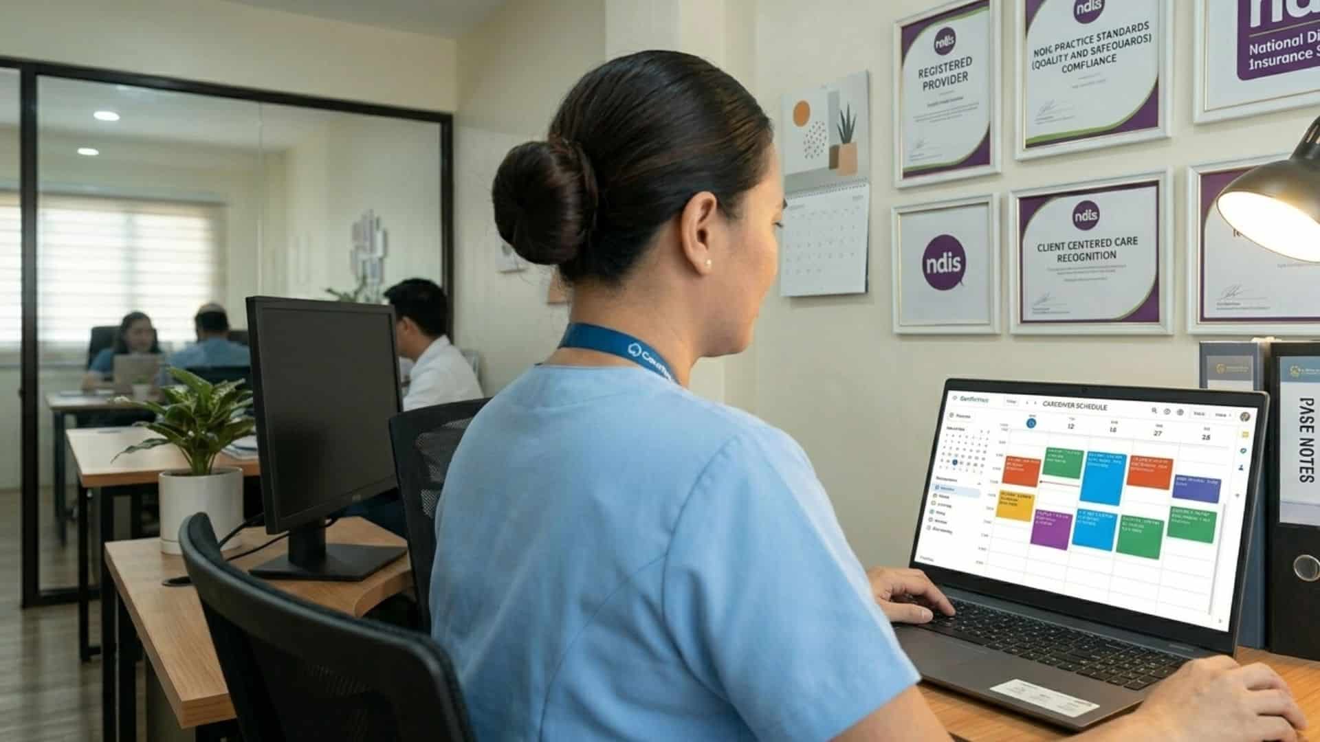 caregiver looking at a busy schedule