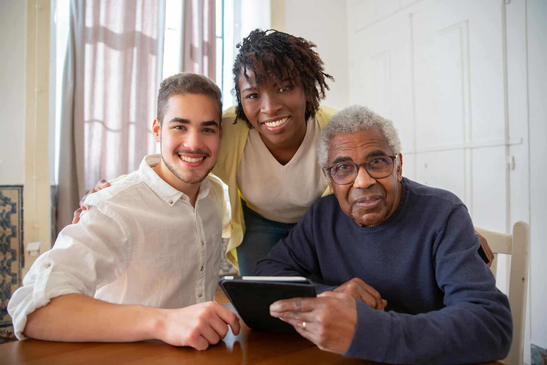 Caregivers with their older male client