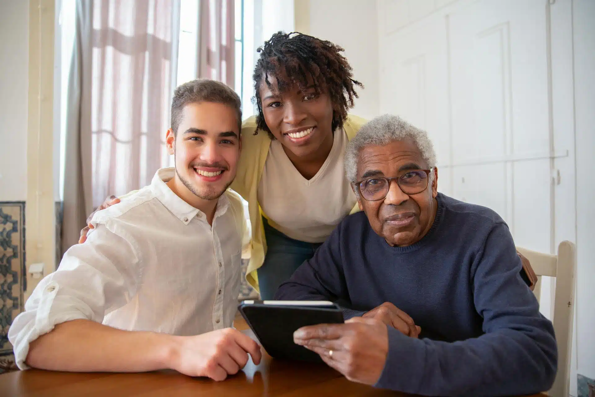 Caregivers with their older male client
