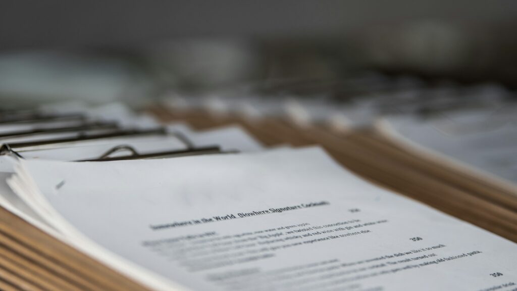 Medical documents held together in a binder