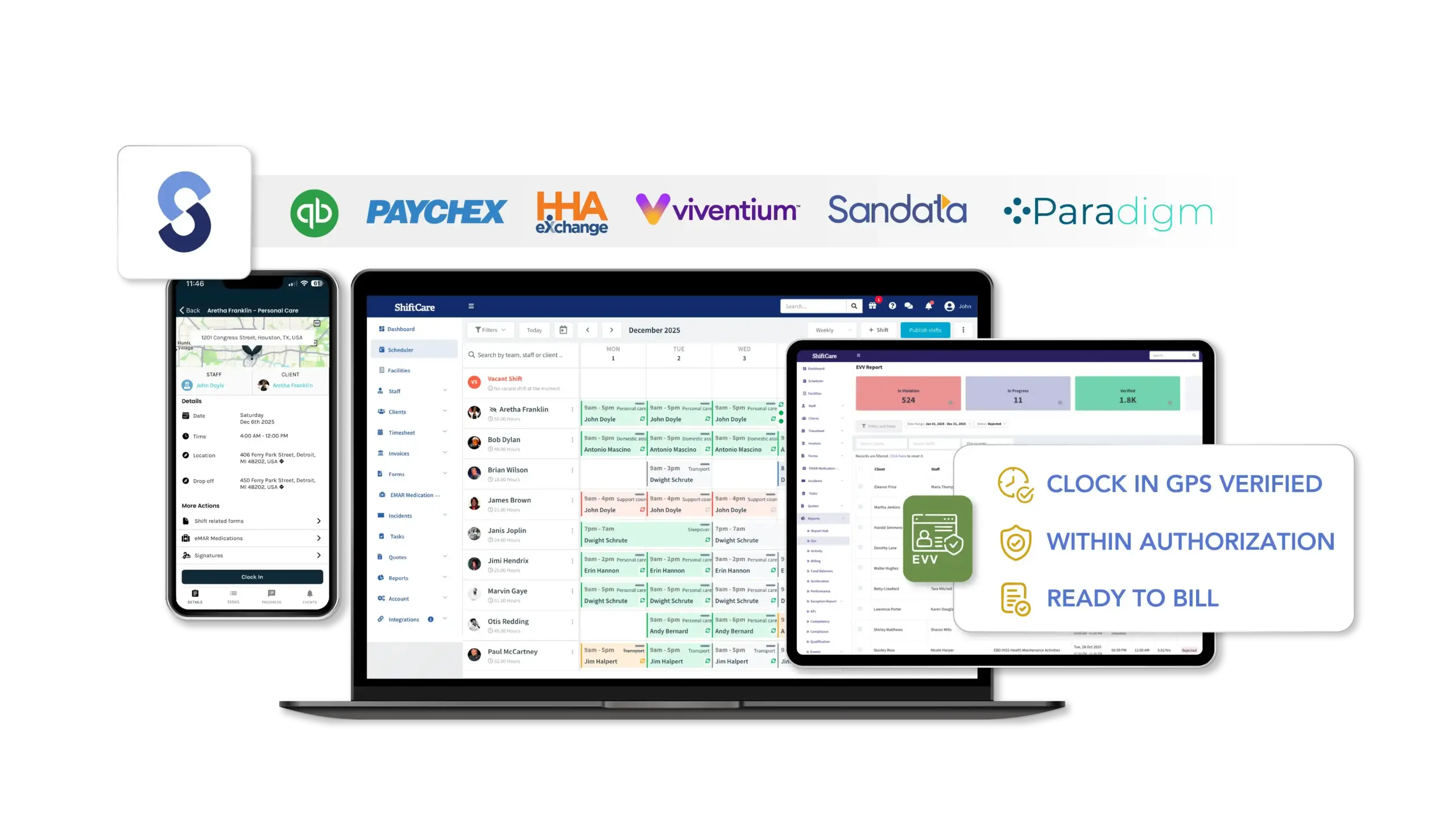 ShiftCare home care software integrating payroll, billing, and caregiver scheduling
