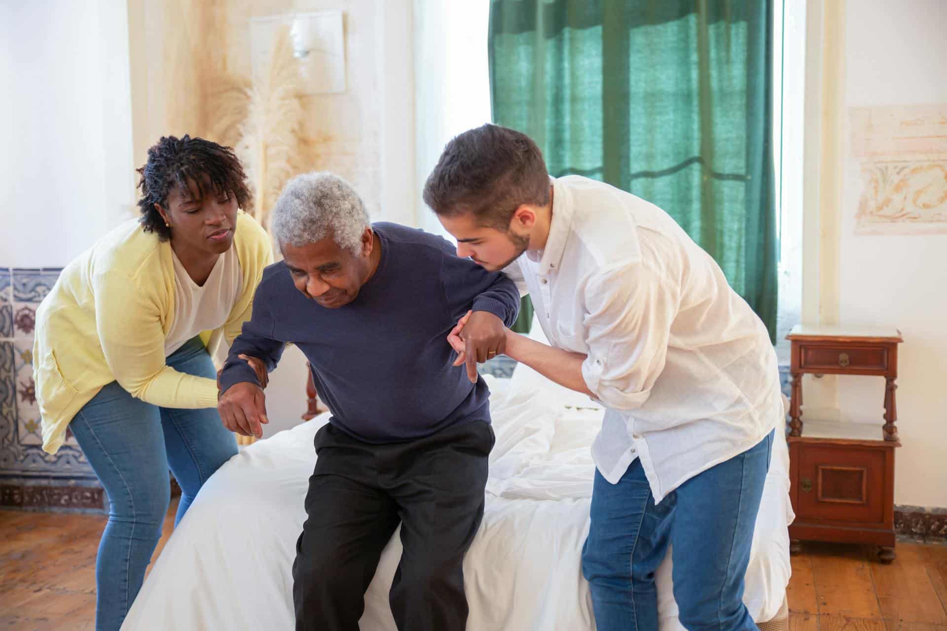 Two carers assisting a senior client