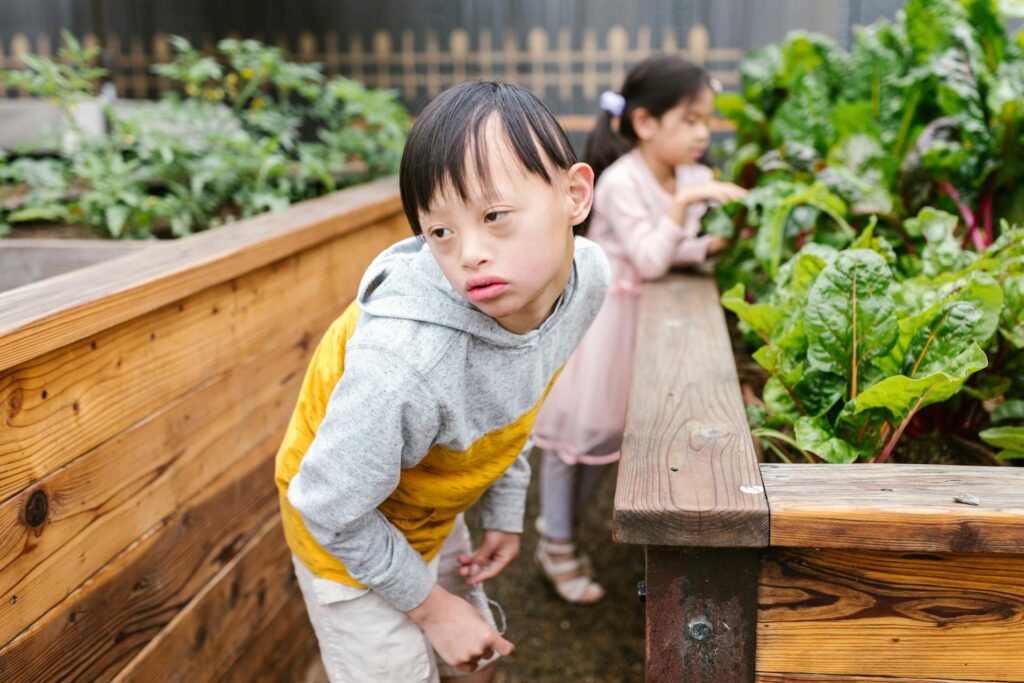 Child with learning disability playing