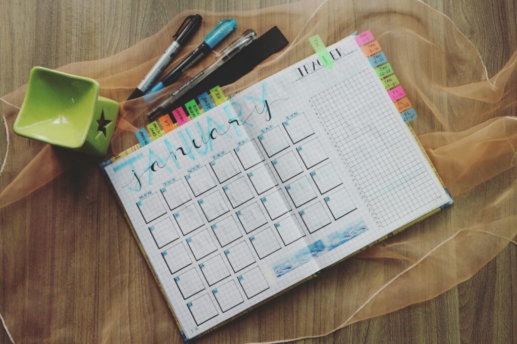 A calendar notebook for shifts
