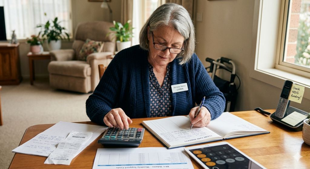 caregiver making calculations
