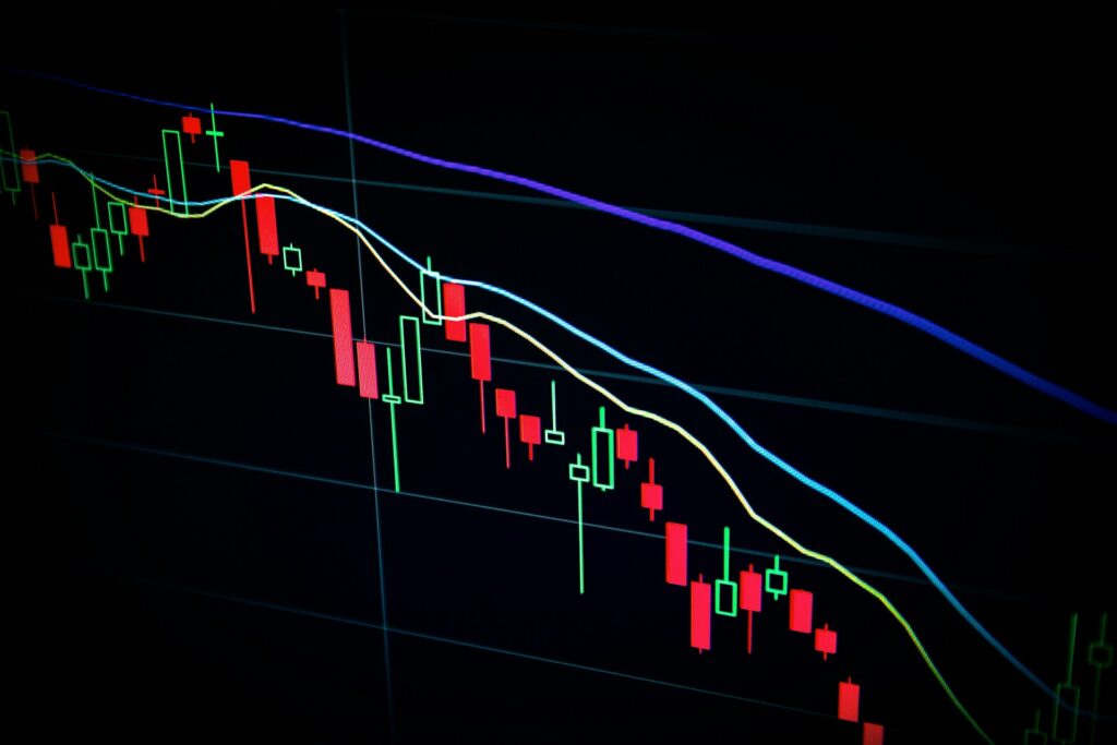 stock charts on a black graph