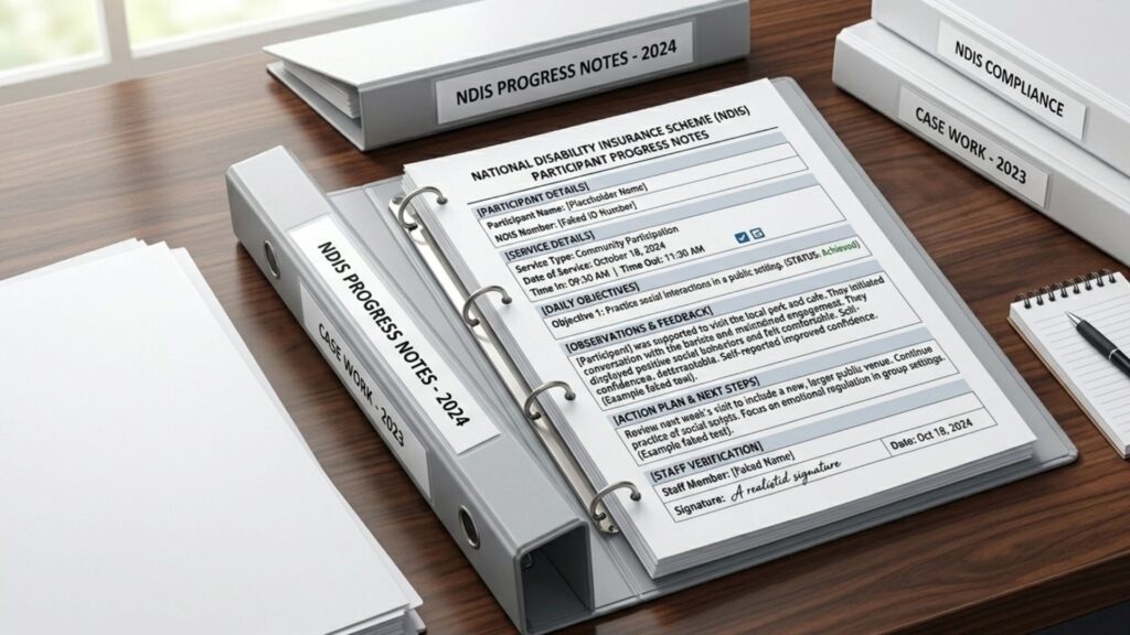 multiple ndis documents for progress notes